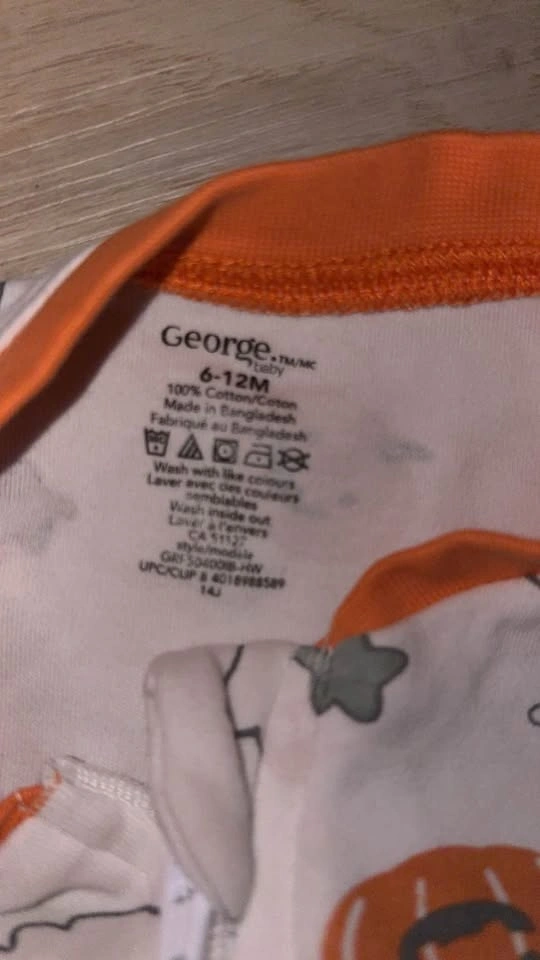 Baby Pumpkin Costume Set with George Sleeper, Size 6-12M - photo 3