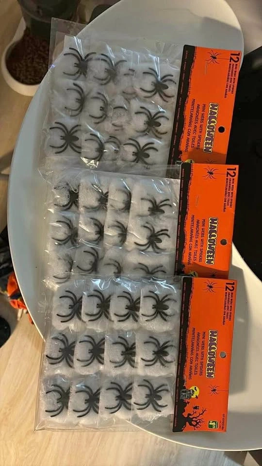 3 Packs of 12 Mini Halloween Spider Webs with Spiders