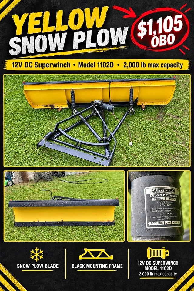SnowBear 82” Snow Plow – Superwinch 12V Electric Lift