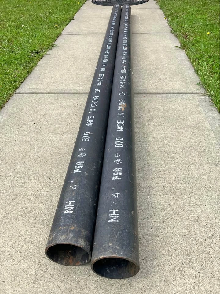 4” Cast Iron Pipes – 10 FT Long – 2 Available