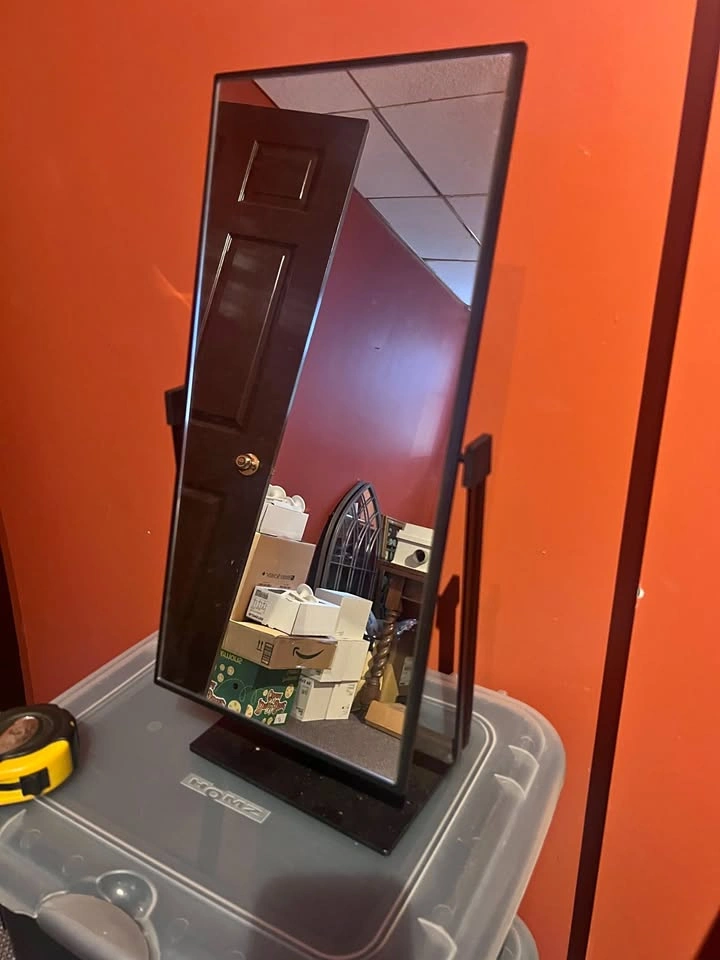 Black Metal Matte Framed Freestanding Vanity Tabletop Mirror