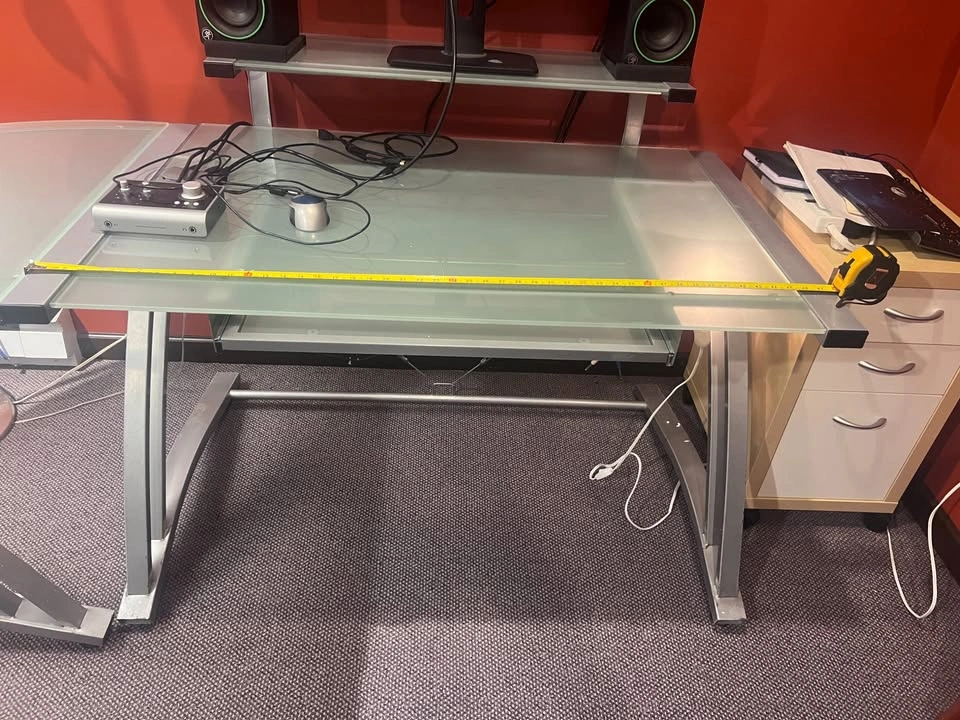 Large L-Shape Contemporary Glass & Metal Desk - photo 3