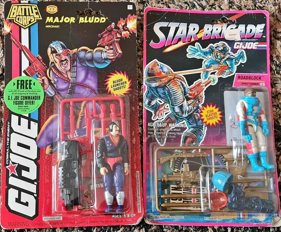 Vintage G.I. Joe Major Bludd & Roadblock – 1993/94 Carded Pair