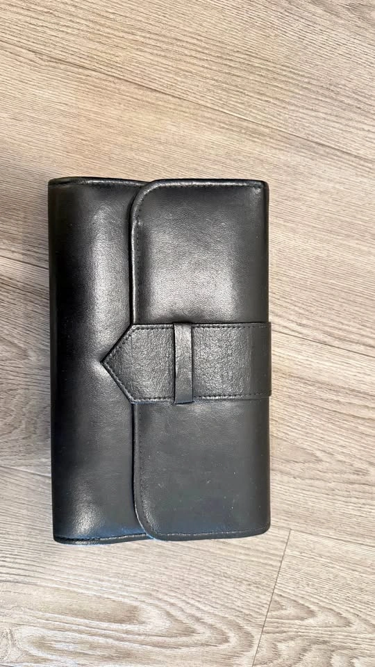 Black Leather Clutch Bag