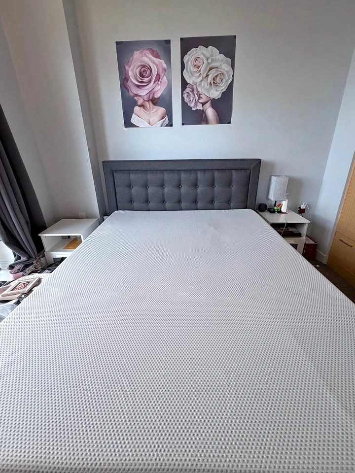 Queen Bed Set (Zinus Upholstered Bed Frame + Memory Foam Mattres