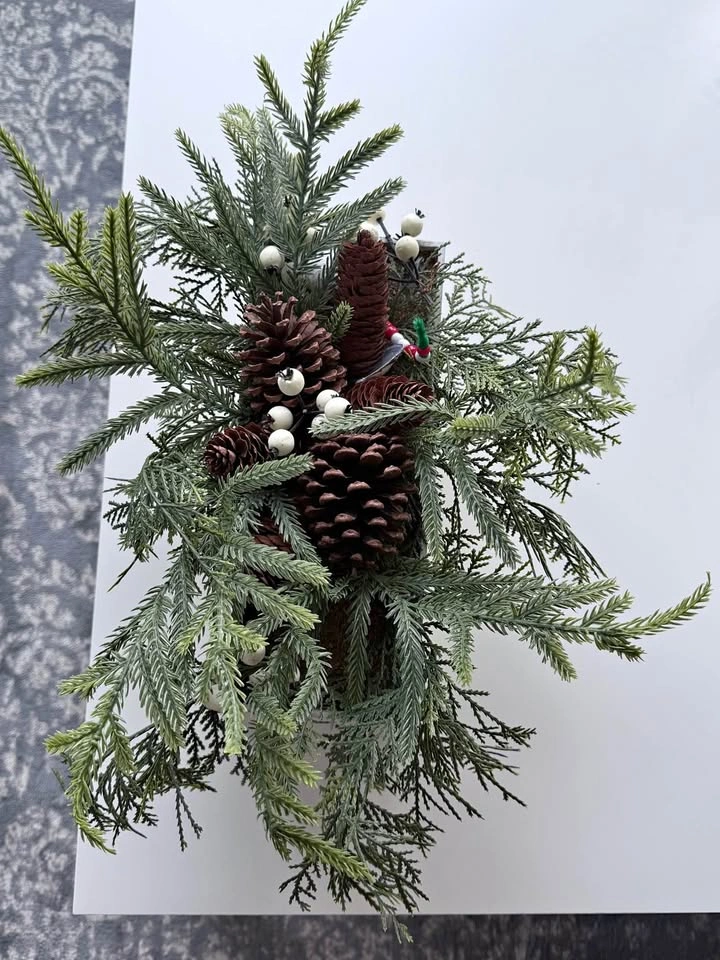 Decorative Christmas Arrangement with Pinecones