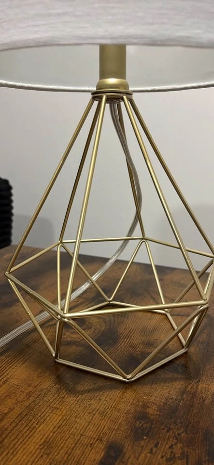 Night Table Lamp with Gold & White Shade - photo 2