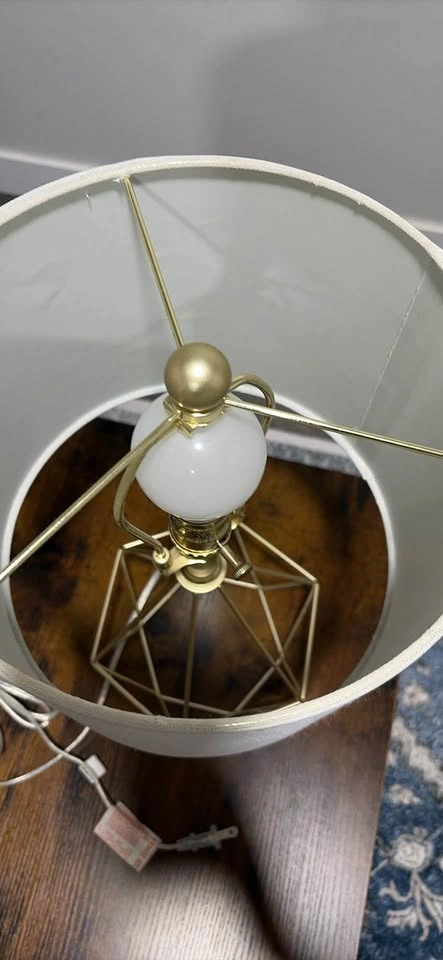 Night Table Lamp with Gold & White Shade - photo 3