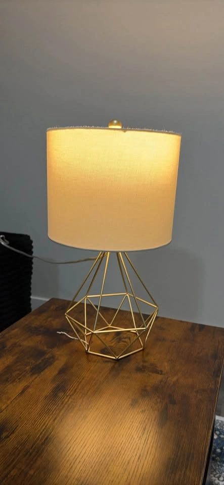 Night Table Lamp with Gold & White Shade - photo 4