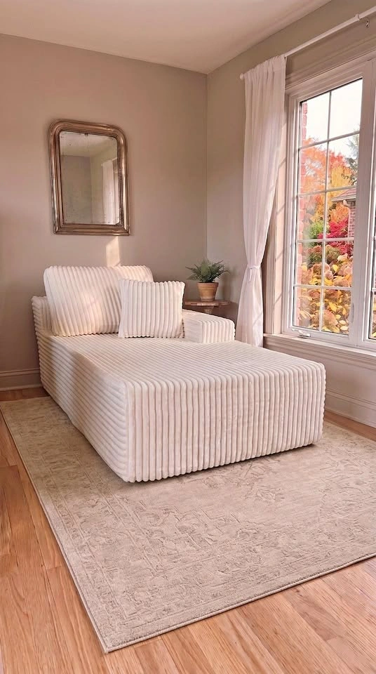 BRAND NEW Cream Corduroy Oversized Chaise Lounge