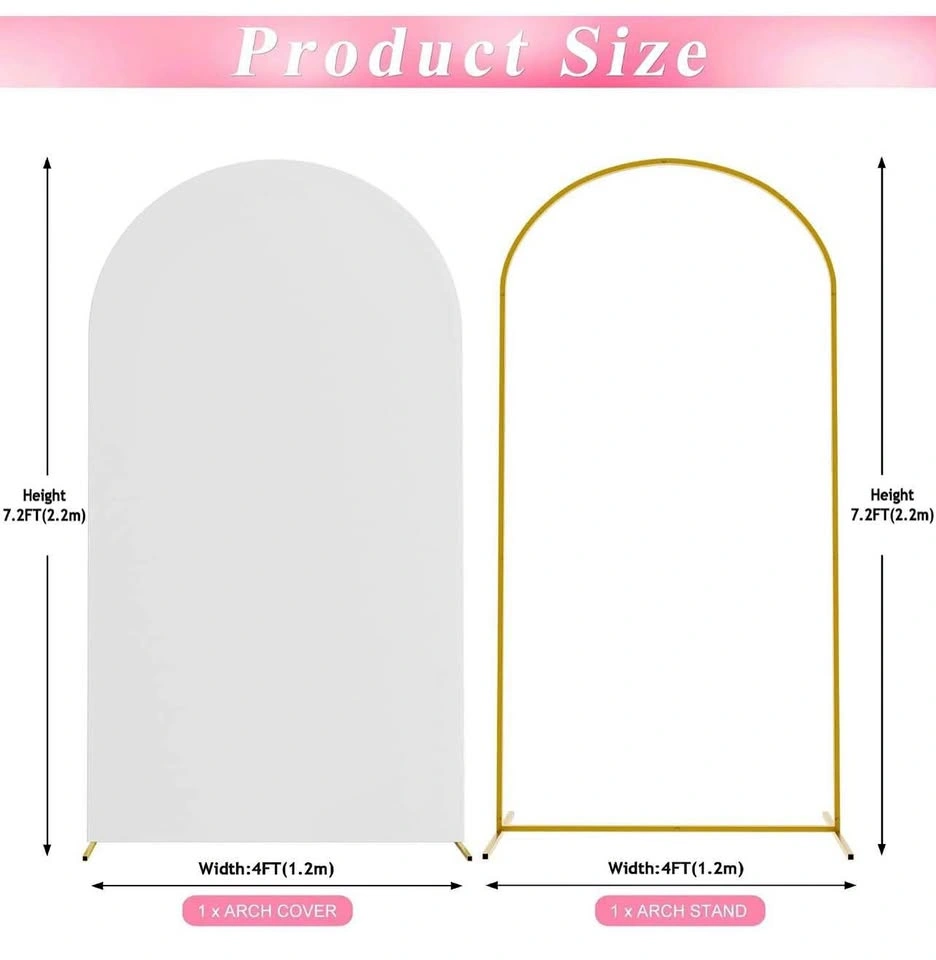 7.2FT Gold Arch Backdrop Stand + White Cover