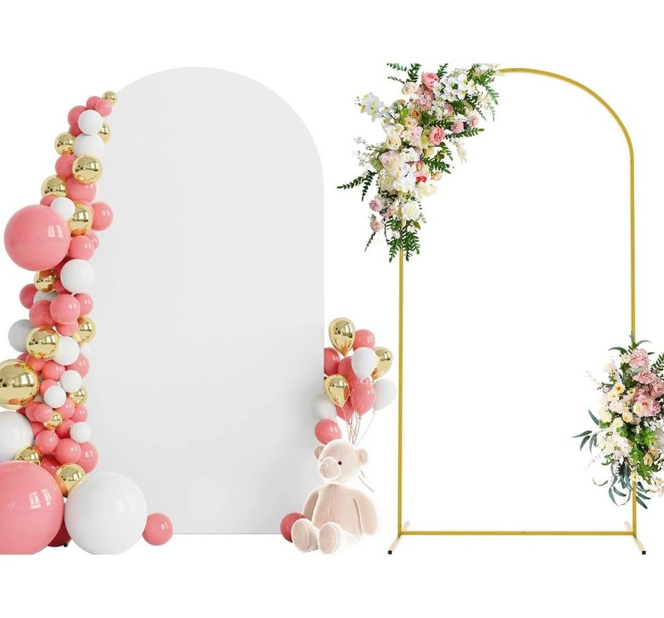 7.2FT Gold Arch Backdrop Stand + White Cover - photo 2