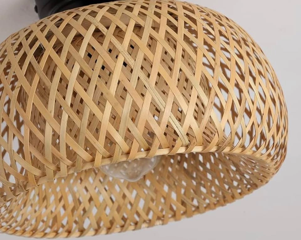 Bamboo Woven Pendant Light – Boho Rattan Basket Ceiling Lamp - photo 2