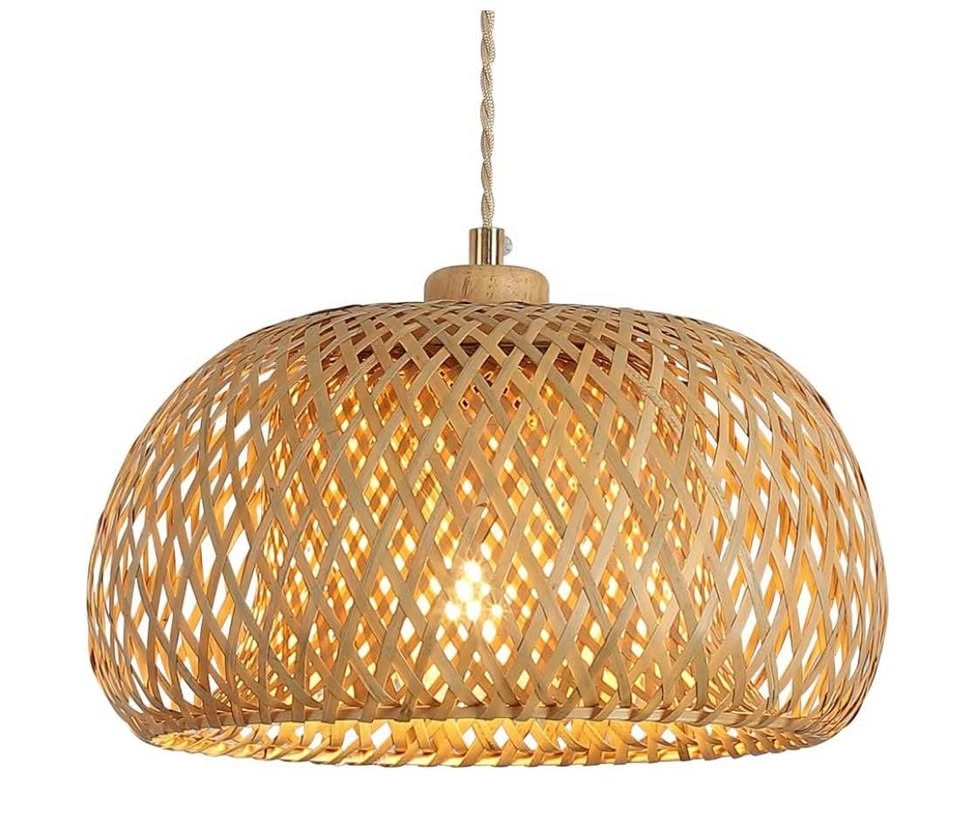 Bamboo Woven Pendant Light – Boho Rattan Basket Ceiling Lamp - photo 4