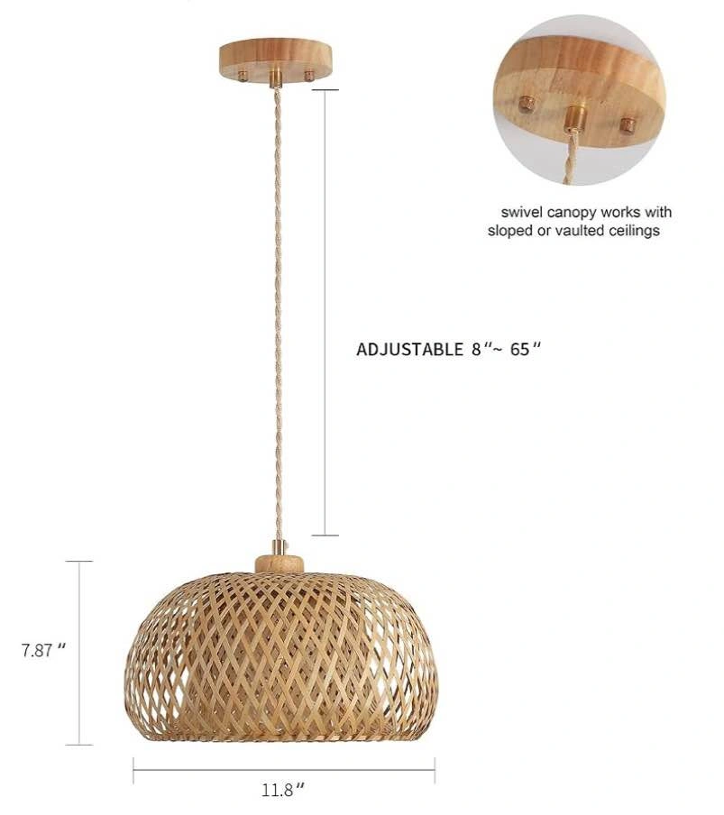 Bamboo Woven Pendant Light – Boho Rattan Basket Ceiling Lamp - photo 5