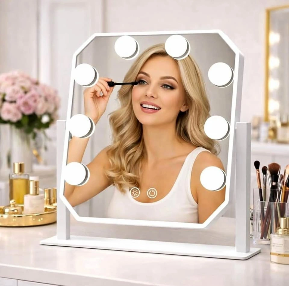 Vanity Mirror with Lights – 8 Dimmable LED Bulbs, 3 Colors