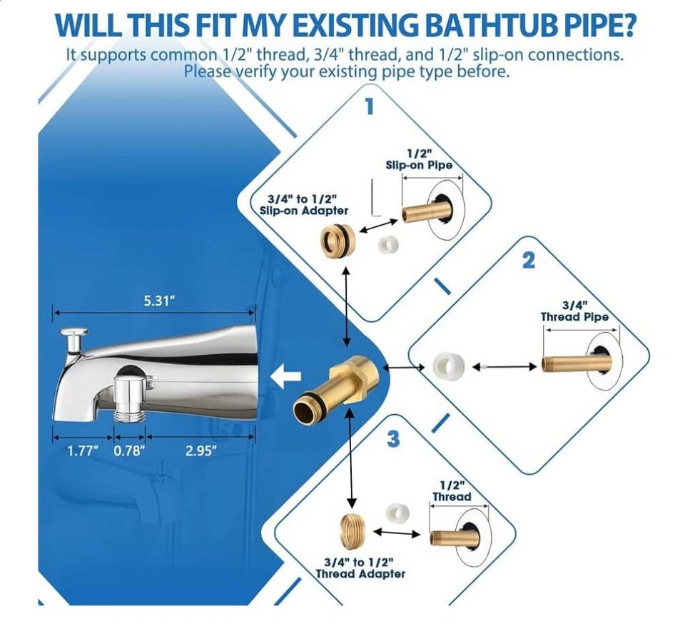 Chrome Tub Spout with Diverter + 6-Setting Handheld Shower - photo 2