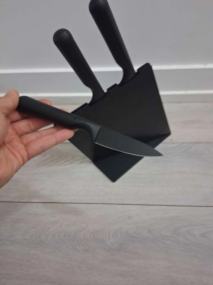 IKEA 3-Piece Matte Black Knife Set with Block - photo 3