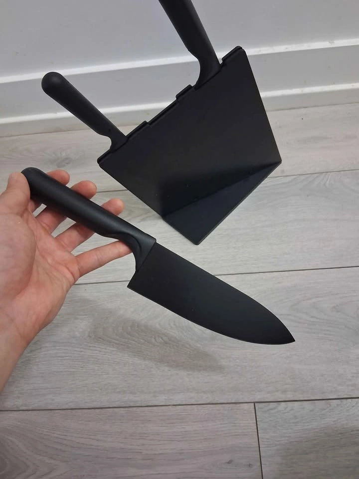 IKEA 3-Piece Matte Black Knife Set with Block - photo 4