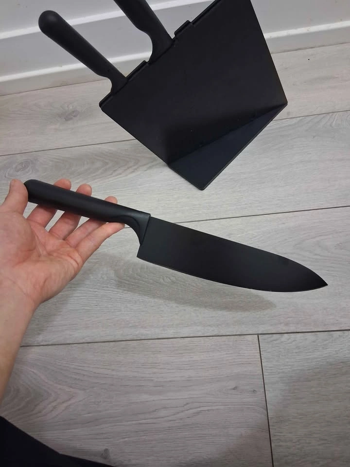IKEA 3-Piece Matte Black Knife Set with Block - photo 5