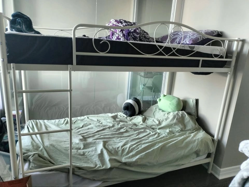 Twin Over Twin Bunk Bed - Metal, Cream White - photo 3