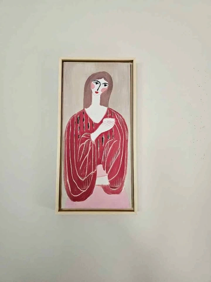 Brand new Michaels Ashland "Pink-Brown Lady" framed canvas wall