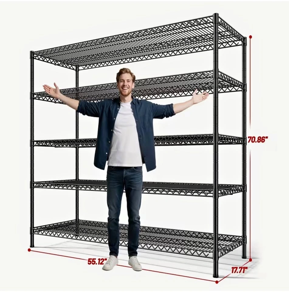 55" Wide 5-Tier Heavy Duty Metal Garage Shelving Unit