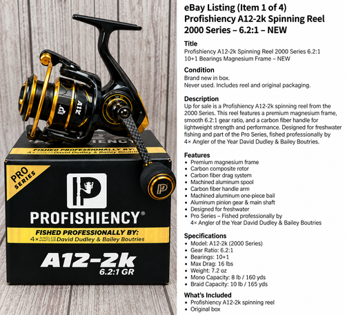 ProFISHiency A12-2K 2000 Spinning Reel 6.2:1 10+1 Bearings