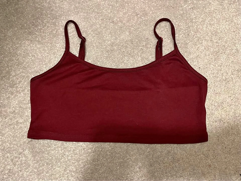 Burgundy Spaghetti Strap Crop Top
