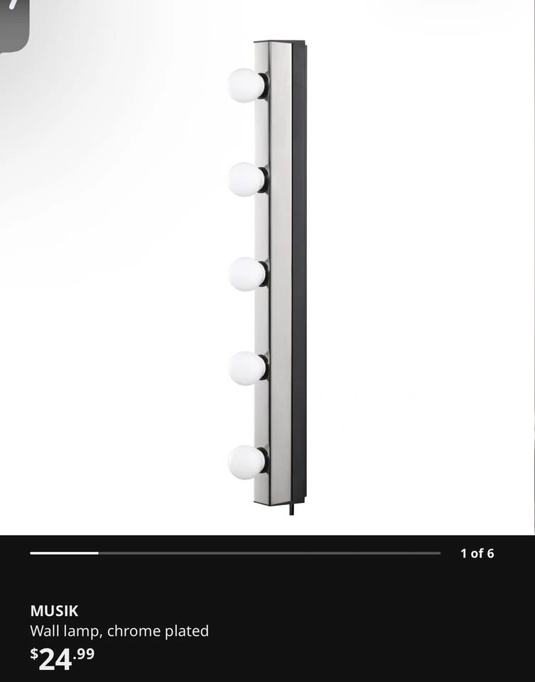 IKEA MUSIK Wall Lamps with SOLHETTA LED Bulbs - photo 2