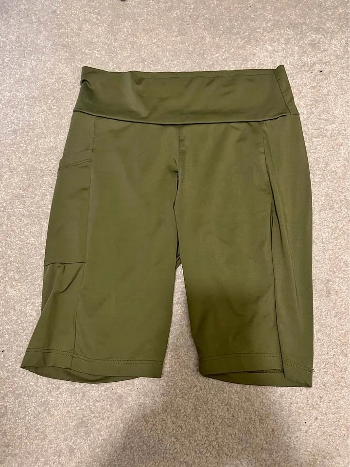Olive Green Biker Shorts with Side Pocket