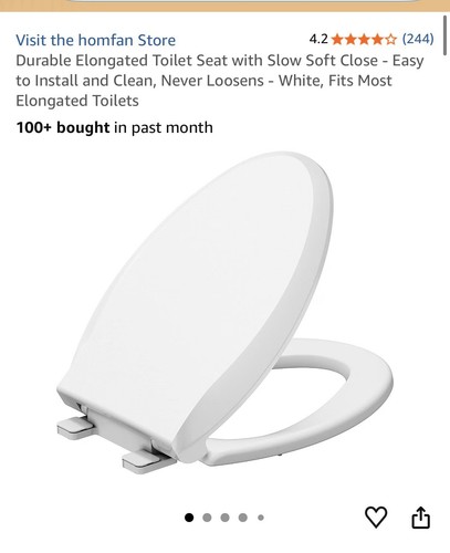 Homfan Durable Elongated Toilet Seat New