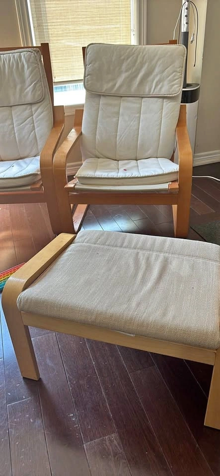 IKEA POÄNG Armchairs and Ottoman Set