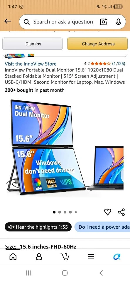 InnoView Portable Dual Monitor 15.6"