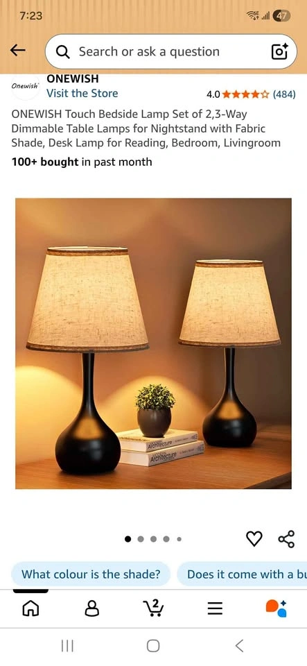 ONEWISH Touch Bedside Lamp Set of 2
