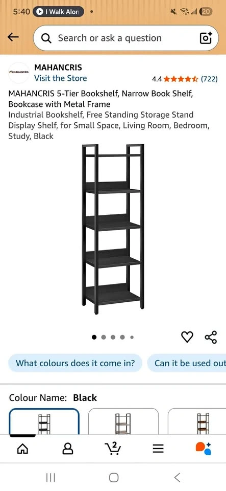 MAHANCRIS 5-Tier Bookshelf