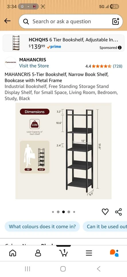 MAHANCRIS 5-Tier Bookshelf - photo 3