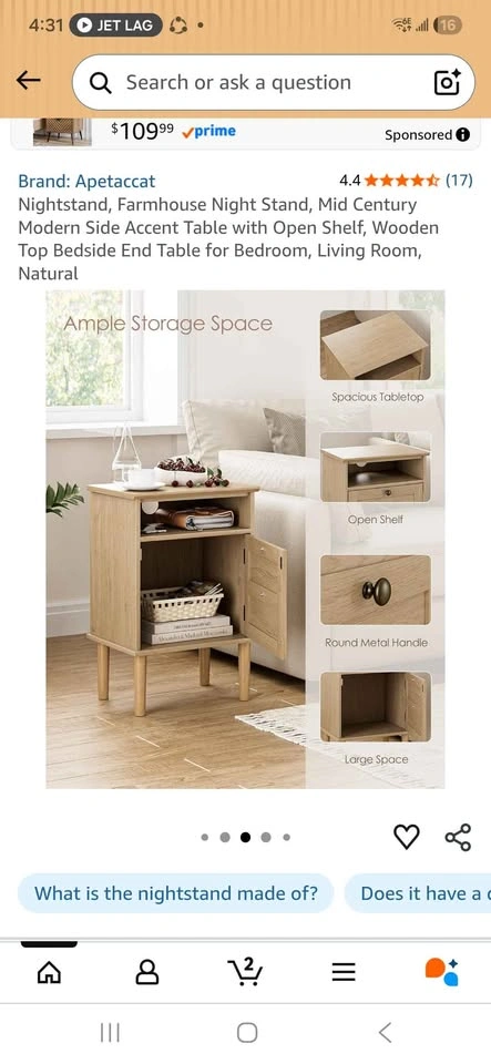 Apetaccat Farmhouse Nightstand - photo 3