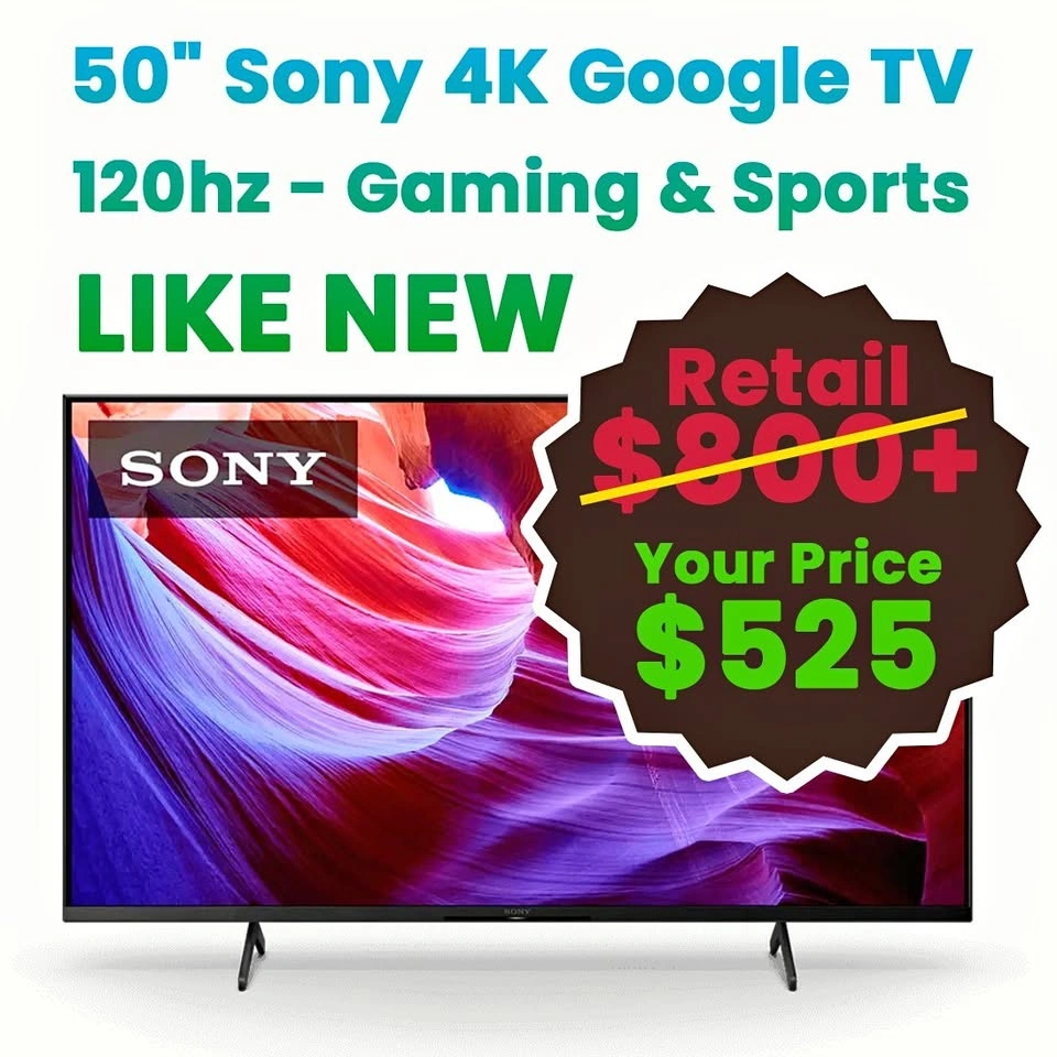 50" Sony 4K Gaming & Sports TV - LIKE NEW - Google Smart TV