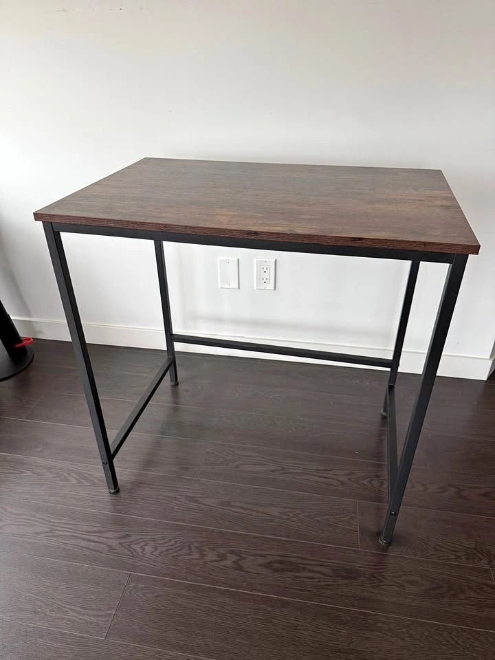 Small Dark Brown Wood and Metal Desk