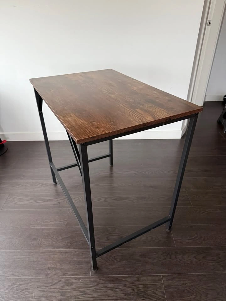 Small Dark Brown Wood and Metal Desk - photo 2