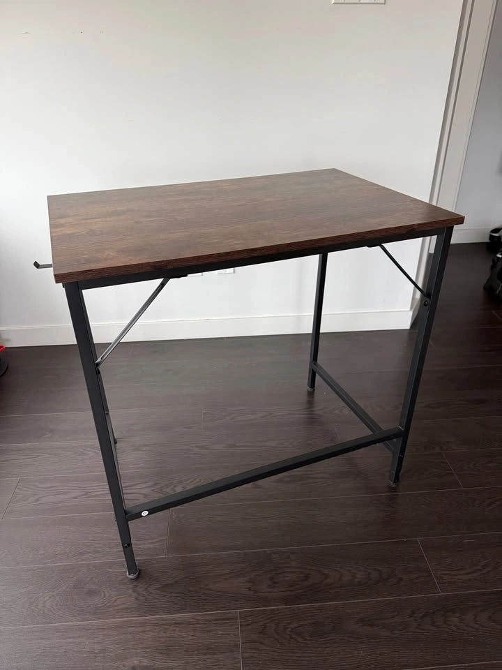 Small Dark Brown Wood and Metal Desk - photo 3