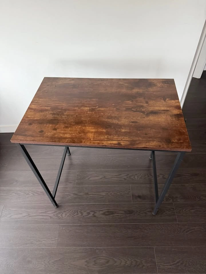 Small Dark Brown Wood and Metal Desk - photo 4