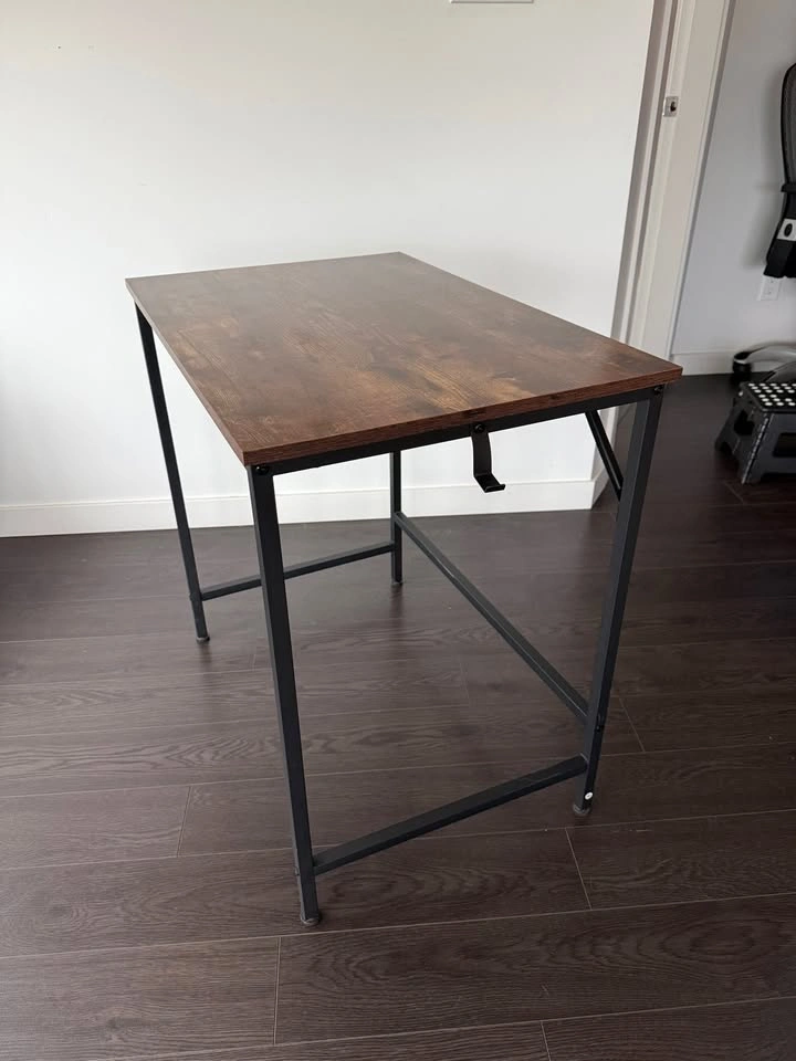 Small Dark Brown Wood and Metal Desk - photo 5