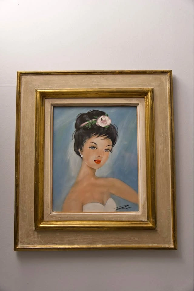 Vintage French Style Lady Portrait - Framed Wall Art