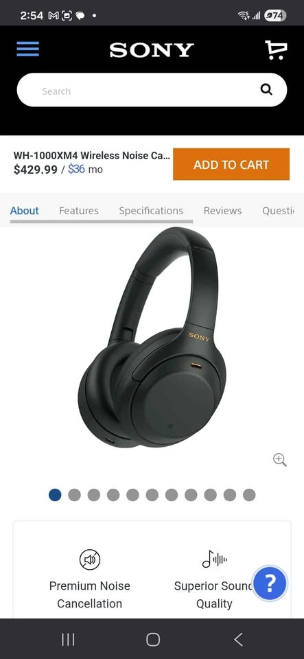 Sony WH-1000XM4C Over-Ear Noise Cancelling Bluetooth Headphones - photo 4