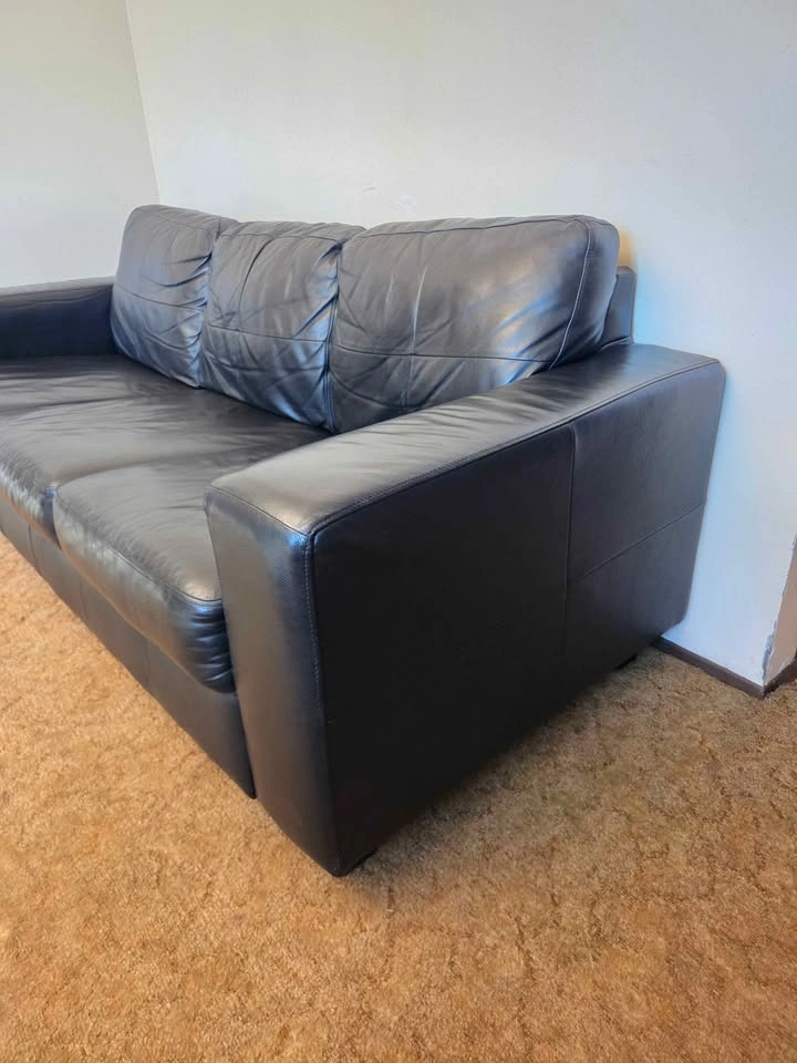 Black Leather Ikea Couch Delivery Available - photo 2
