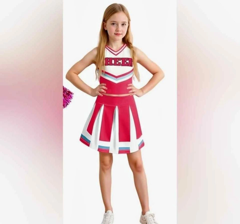 New Girls Pink Cheerleader Costume with matching hairclip