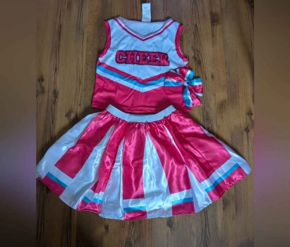New Girls Pink Cheerleader Costume with matching hairclip - photo 2