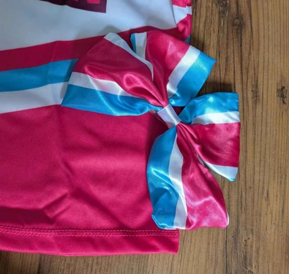 New Girls Pink Cheerleader Costume with matching hairclip - photo 3